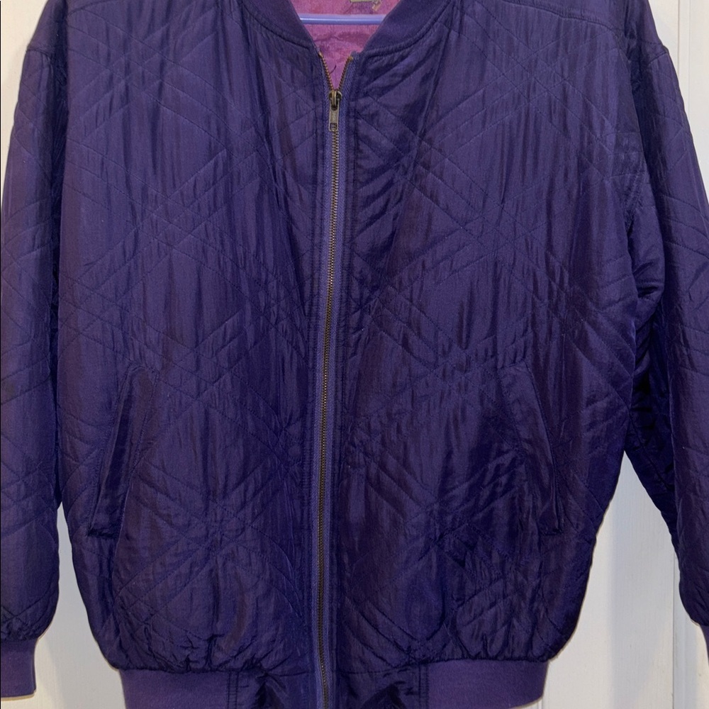 ROBERT STOCK PURPLE SILK BOMBER JACKET